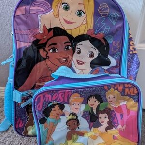 Disney Princess Backpack with lunch bag and water bottle